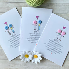 Load image into Gallery viewer, Card with choice of button colour Hello No Special Reason design