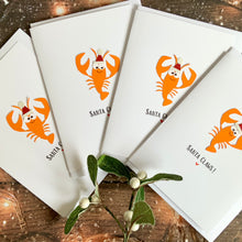 Load image into Gallery viewer, Santa Claws Lobster  Pack of Four Christmas Cards