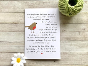 A Little Robin Sympathy Card, Thinking Of You, Bereavement Card