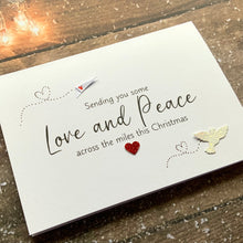 Load image into Gallery viewer, Across The Miles Christmas Card – Long Distance Christmas Card – Sending Peace &amp; Love – Festive Greeting Card UK – Handmade Card