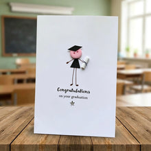 Load image into Gallery viewer, Graduation Button Person Card