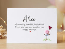 Load image into Gallery viewer, Personalised Lovely Friend Birthday Card | Handmade UK Card