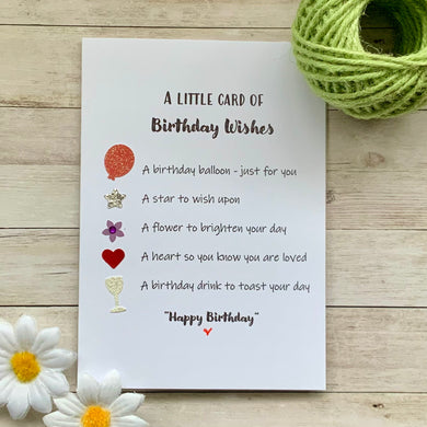 Little card of Birthday wishes- Personalised