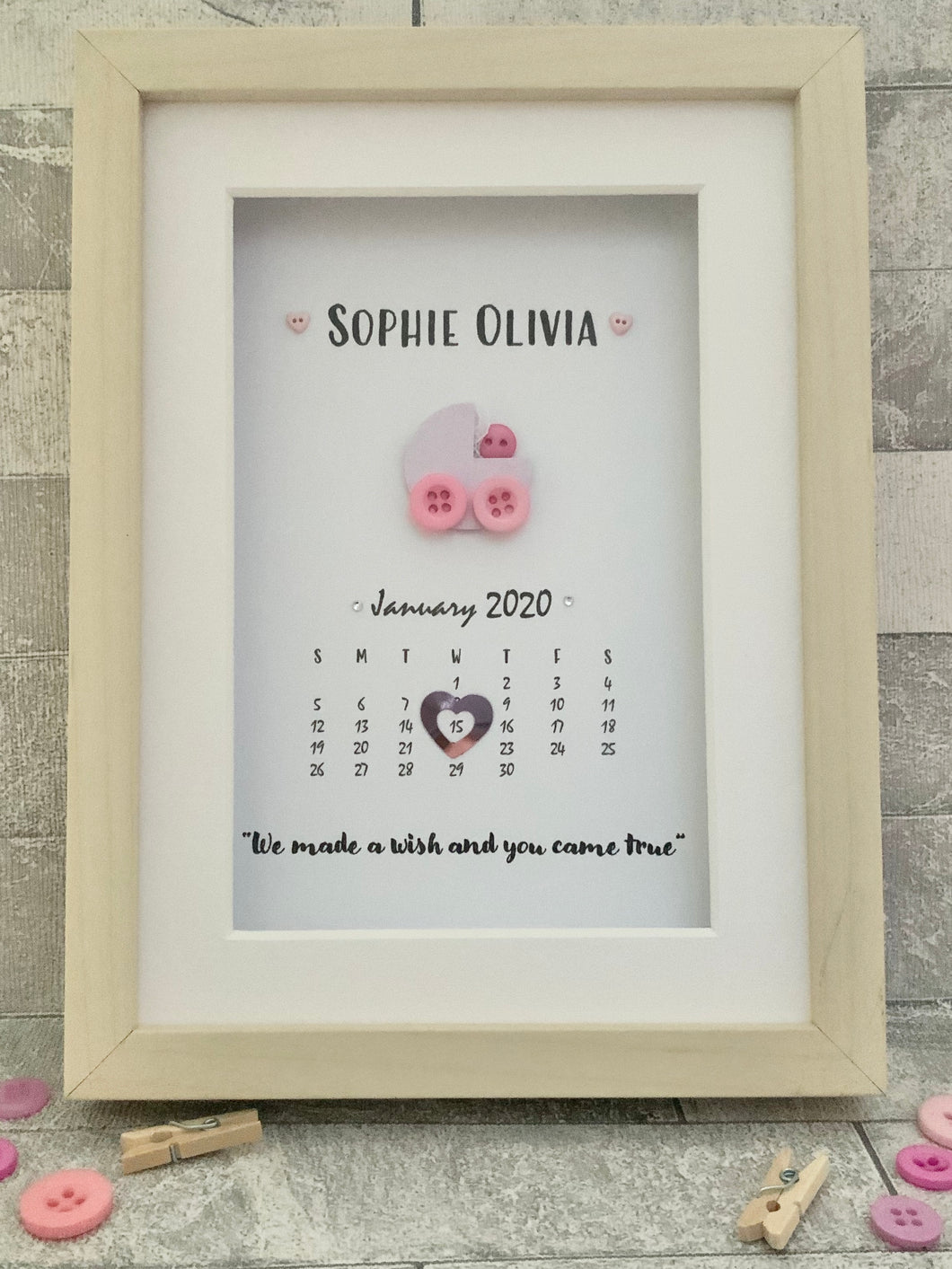 Baby Date Button Frame