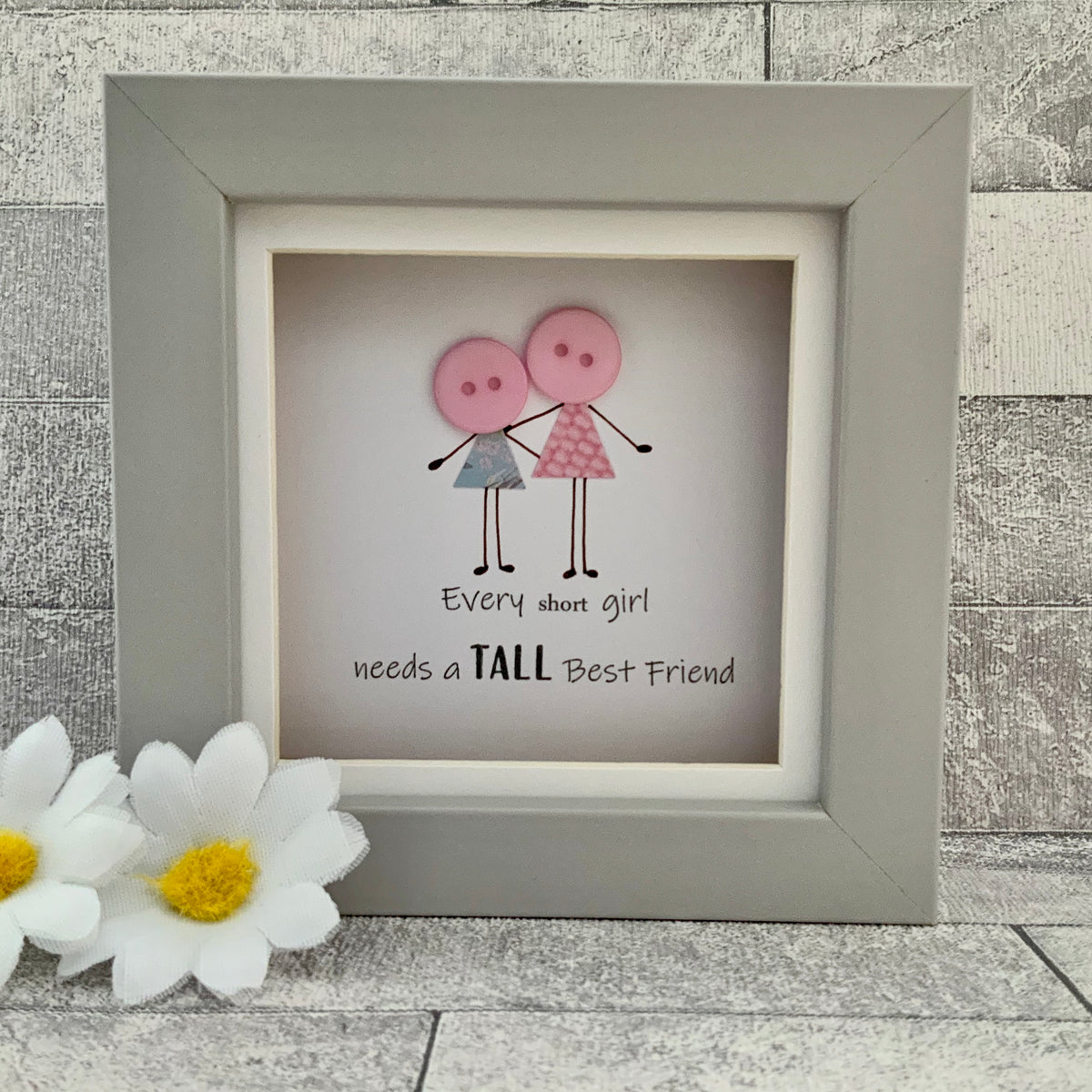 Portachiavi Migliore Amica Con Scritta 'Every Tall Girl Needs A Short Best Friend' – Regalo BFF In Acciaio, Argento