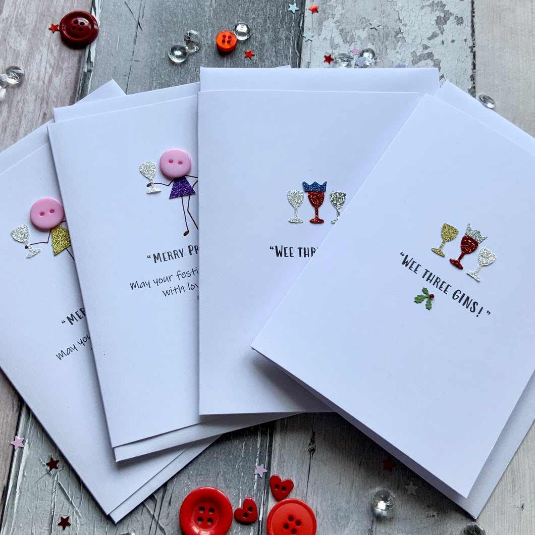Gin & Prosecco Pack of Four Christmas Cards